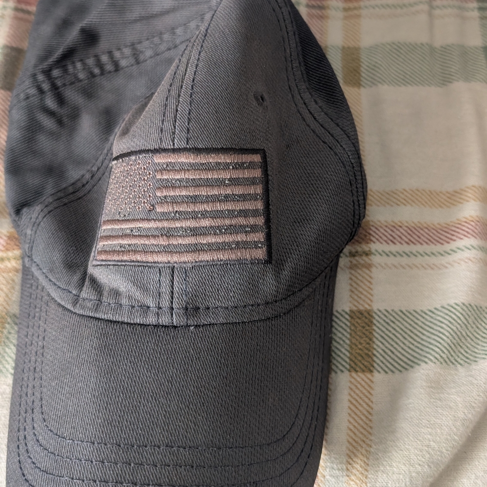Black Cap with Embroidered Flag